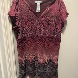 Liz Wear- Elegant Women's Burgundy and Black Lace Blouse